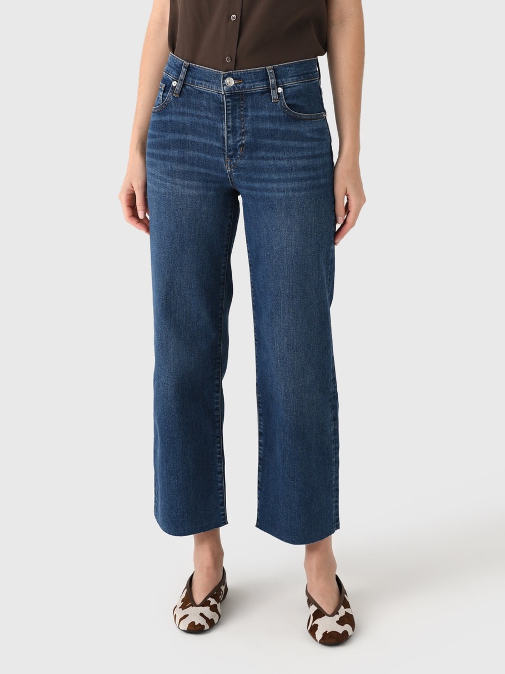 FRAME DENIM Women's The Mellow Jean 27 Cropped Cutoff Dark Wash Style: 2028RA814